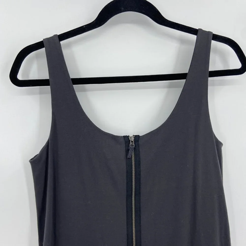 J. CREW Rogue Gray Black Ruffle Front Stretch Sleeveless Mini Dress Size Small